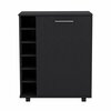 Tuhome Wick Bar Cart with Integrated Wine Storage. Spacious Cabinet and Smooth Rollers-Black MLW9080